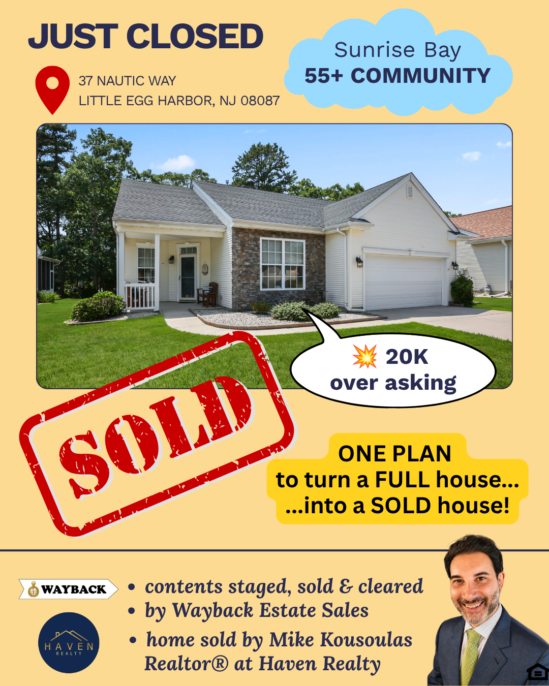 Wayback staged, sold and cleared the house contents in Little Egg Harbor, NJ